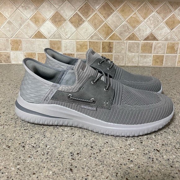 Skechers Men’s Delson 3.0 Gray Hands Free Slip on Sneakers Size 12 - Picture 4 of 11